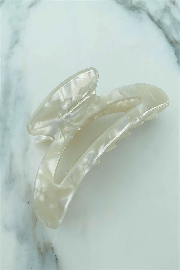 Exquisite White and Ivory Speck Porcelain Claw Clip for Effortless Updo